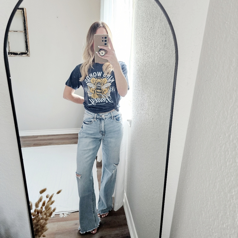 VERVET BY FLYING MONKEY Blue Straight Leg High-Waisted Jeans